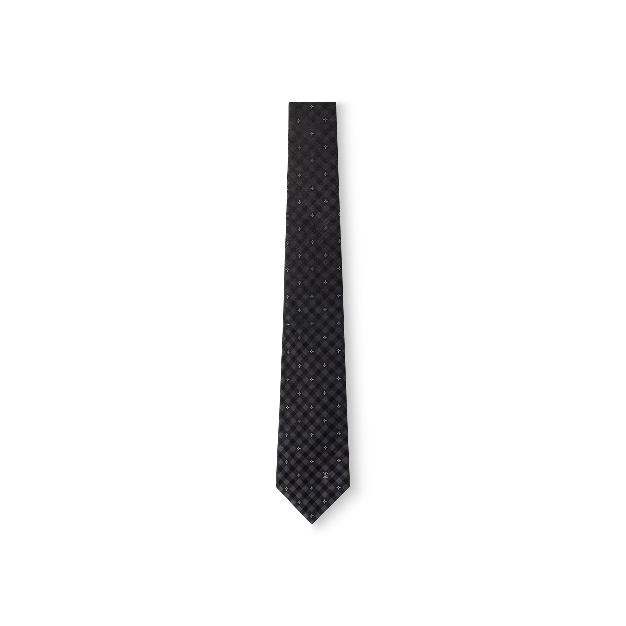 LOUIS VUITTON ルイ・ヴィトン ダミエ柄 シルク ネクタイ グレー系 