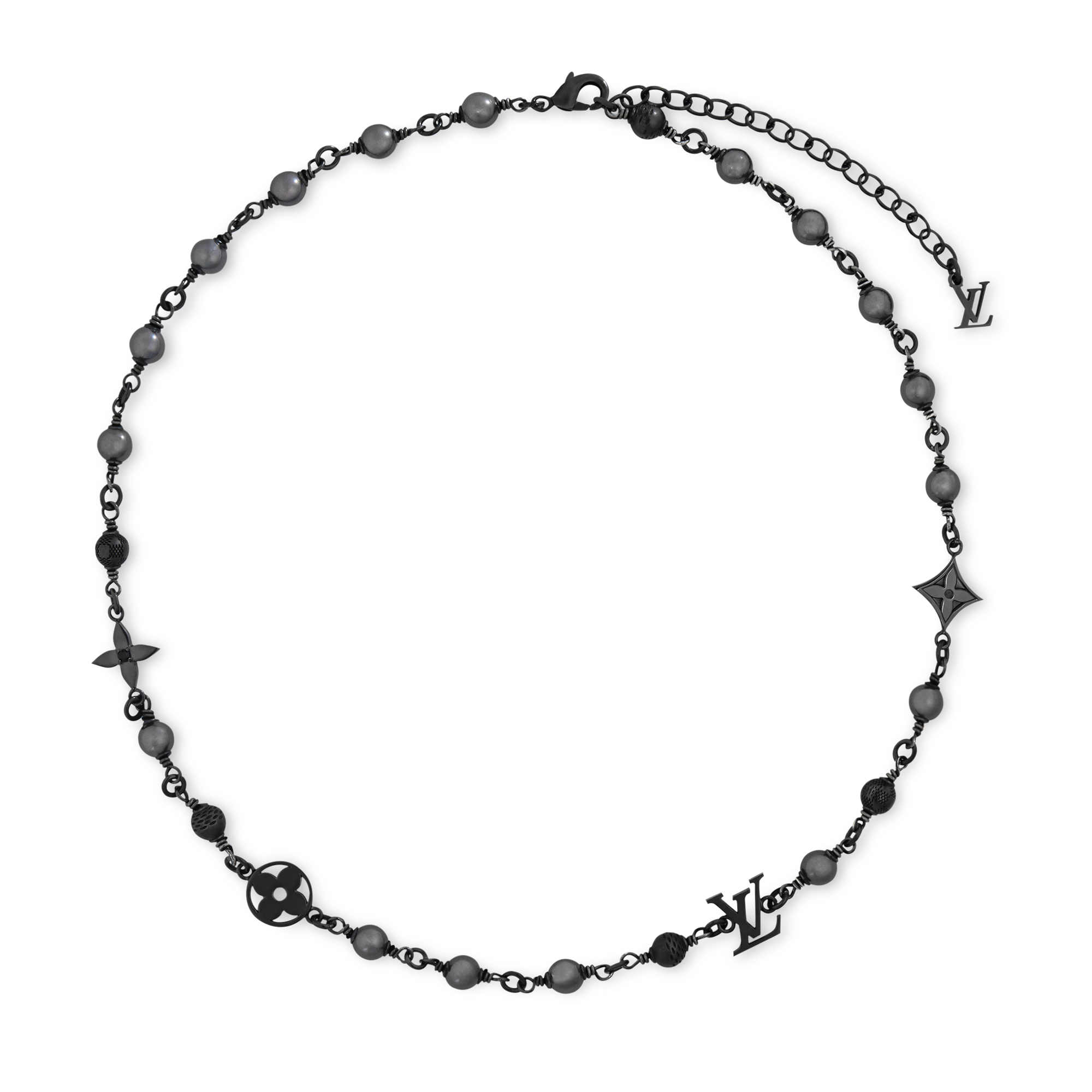 ルイヴィトン コリエLVビーズ ネックレス メンズ モノグラム LV ブルー  