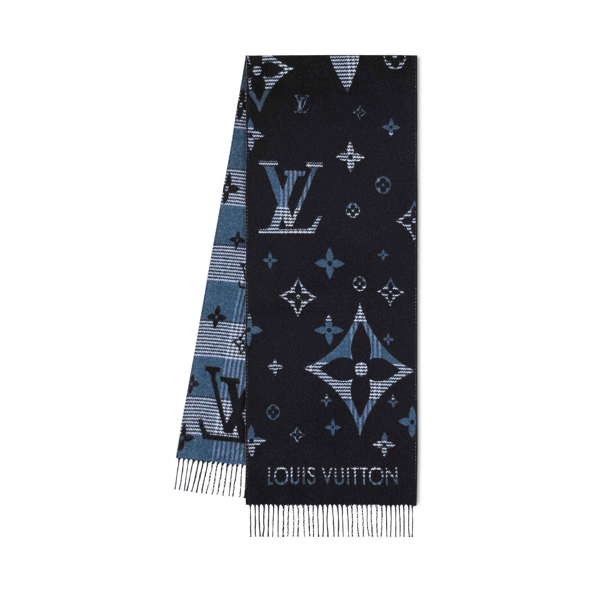 ルイ・ヴィトン LOUIS VUITTON マフラー LV デュアル M92777 グレー  