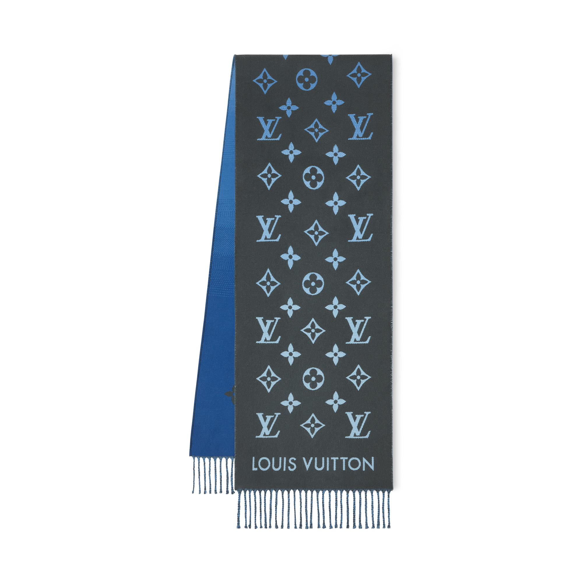 Louis Vuitton グレー マフラー ウールカシミヤ混合 メンズ マフラー 