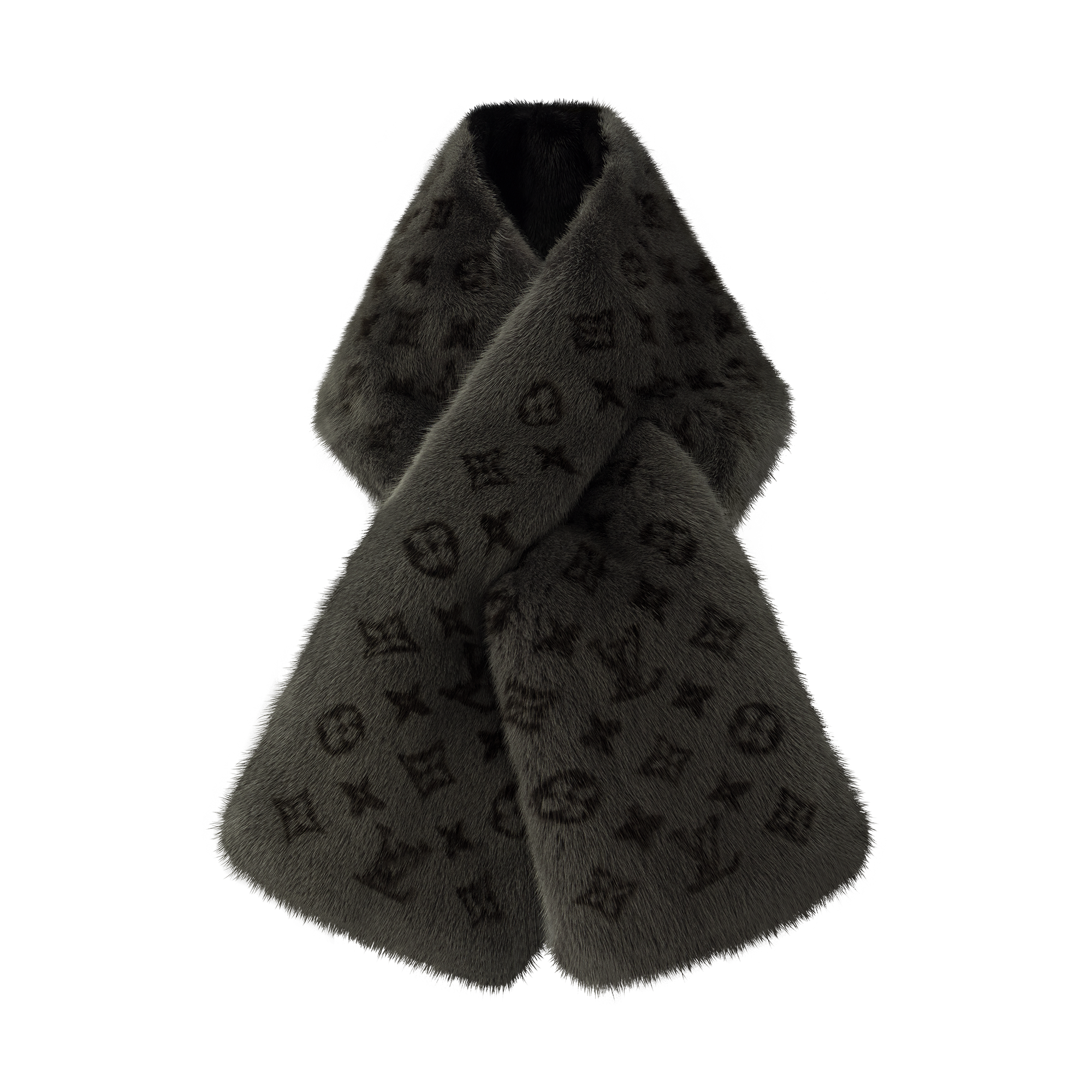 LOUIS VUITTON ダークグレー＆ブラック マフラー メンズ マフラー 