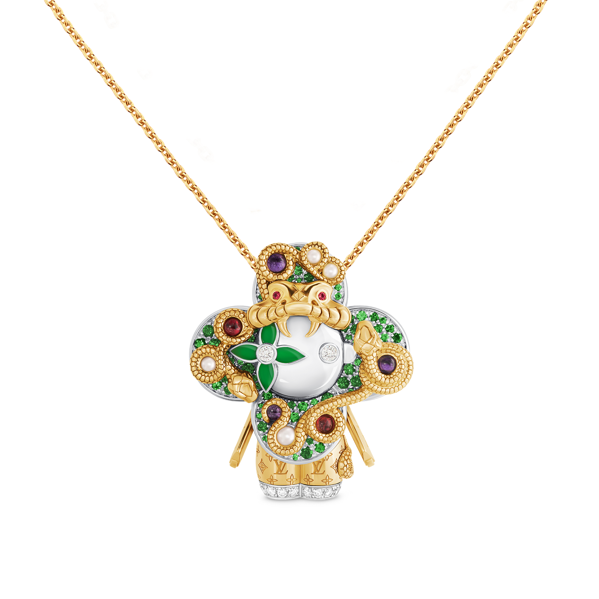 幻 ルイヴィトン 最高級ビッグルイヴィトンロゴワッペンオールゴールドパーツロングジャケットコート ゴールドボタンファスナー VIP限定 ペンダント ヴィヴィエンヌ モンキー（18Kスリーゴールド×ラッカー