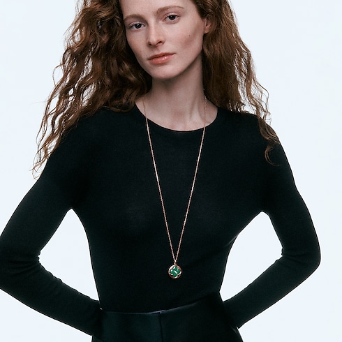 メダリオンネックレス ブロッサム XL(ピンクゴールド×マラカイト×ダイヤモンド) ジュエリー ジュエリー カテゴリー (製品ズーム)