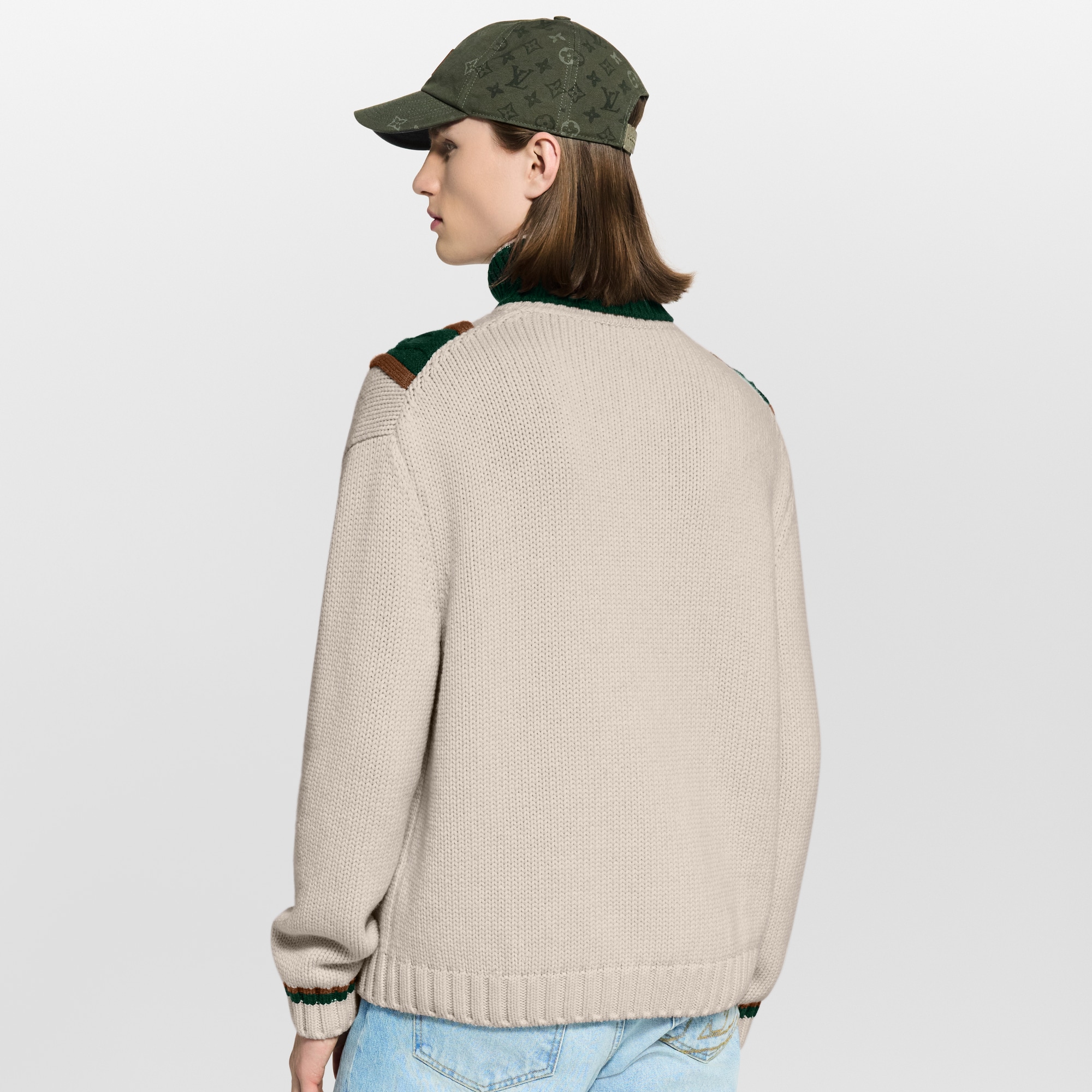 コントラストティング ケーブルニット タートルネック  メンズ ウェア(洋服) (製品ズーム)