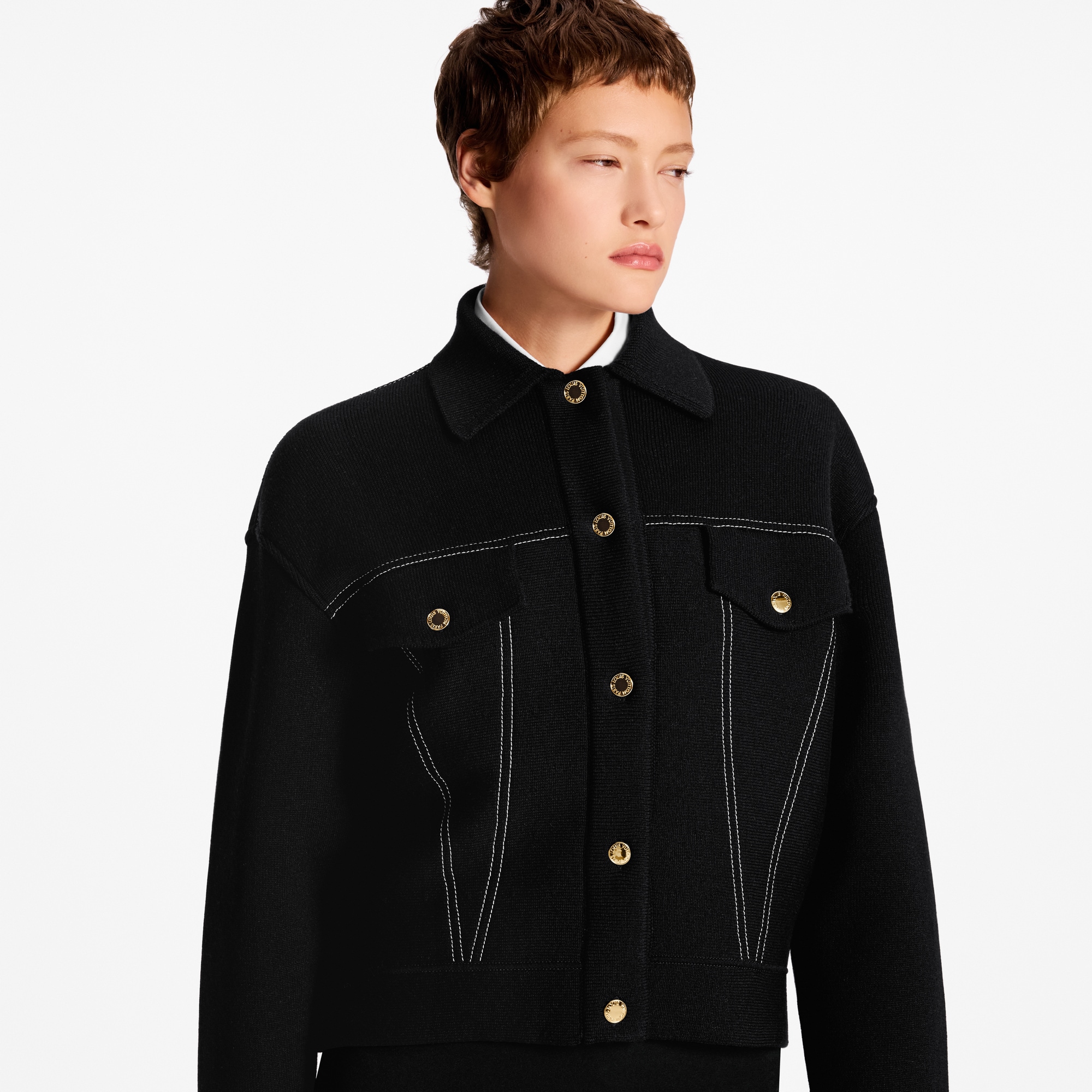 デニムエフェクト ニットジャケット  ウィメンズ ウェア(洋服) (製品ズーム)