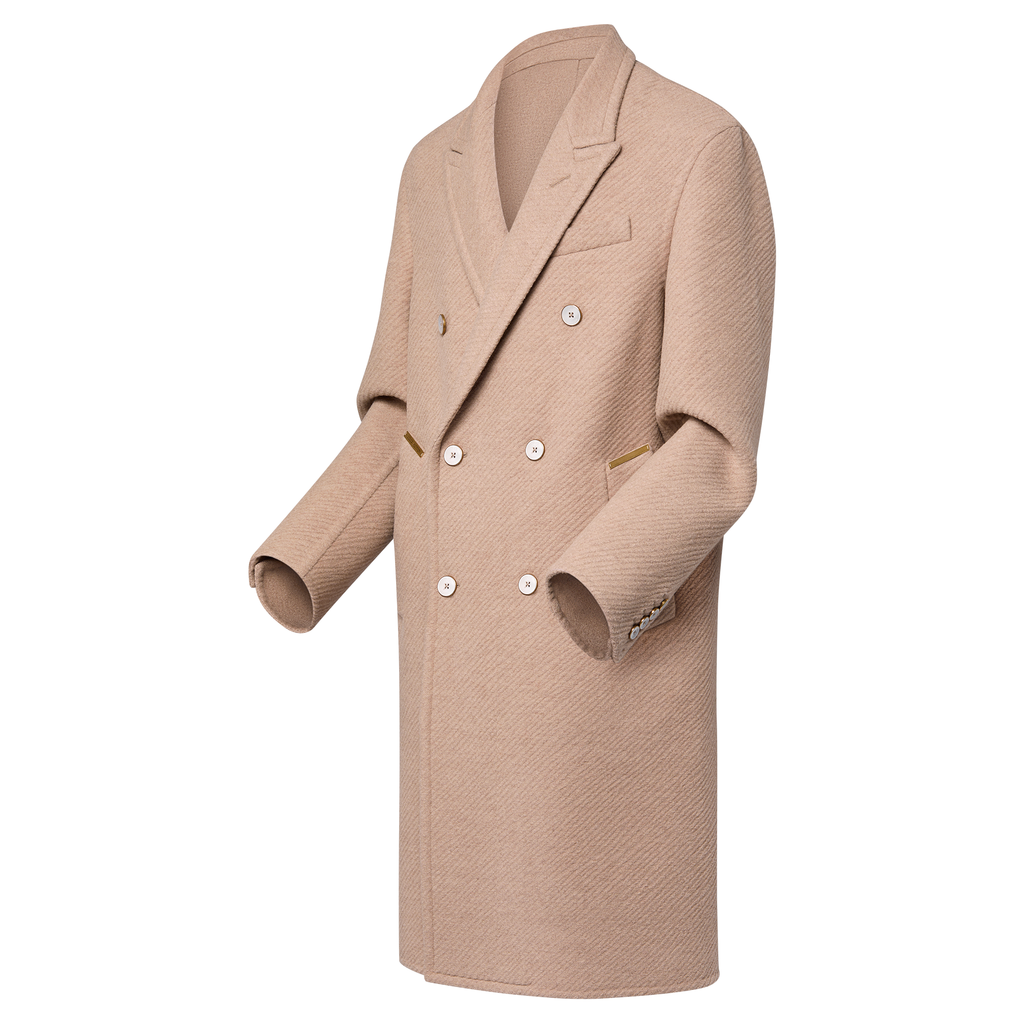 ダブルフェイスシルクアンドウールブレンドダブルブレステッドコート  メンズ ウェア(洋服) (製品ズーム)