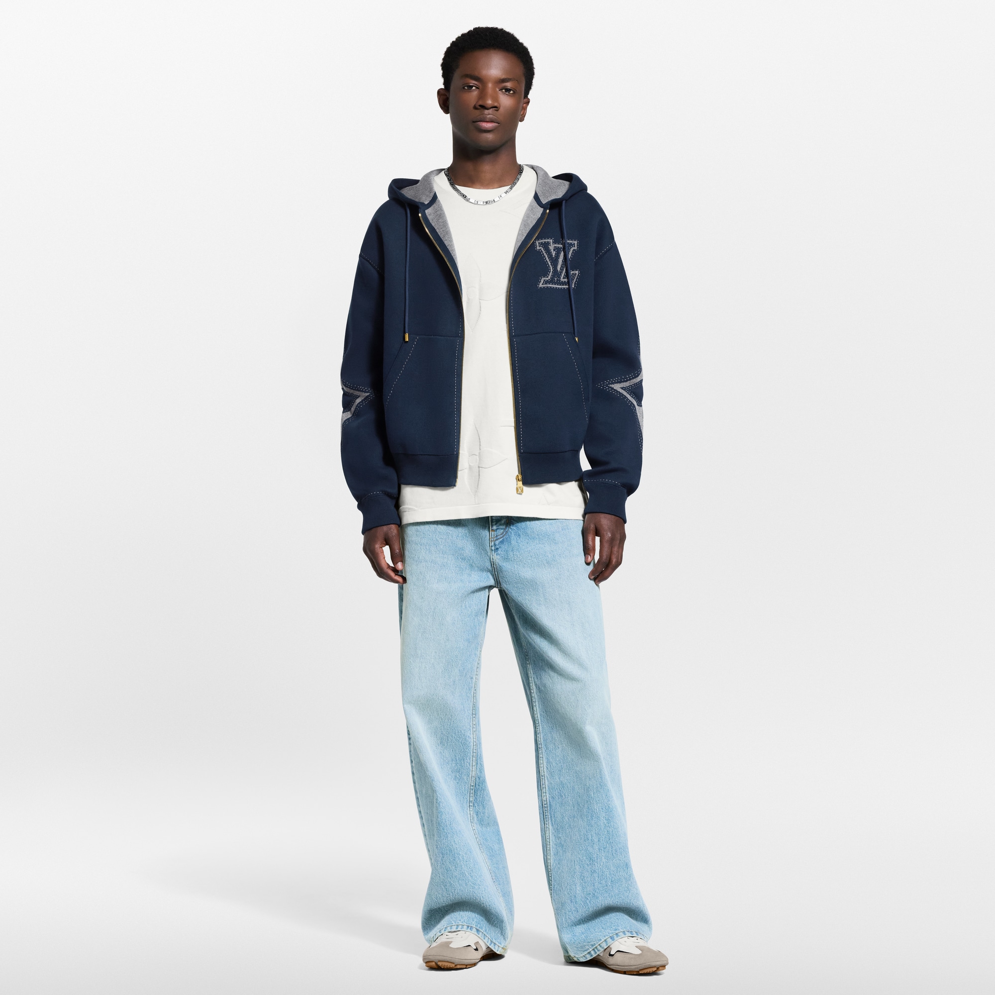 グラフィック インターシャ ジップコットンパーカ  メンズ ウェア(洋服) (製品ズーム)