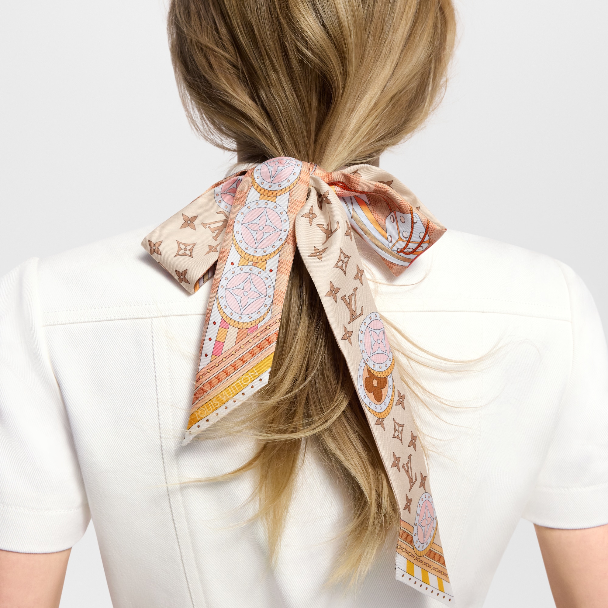 LUIS VUITTON ルイヴィトン ツイリー スカーフ 美品 LV ルイヴィトン ツイリースカーフ バンドー スカーフ ブラウン