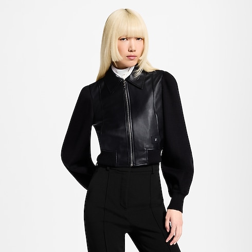 ニットスリーブ レザージャケット ウィメンズ ウェア(洋服) (製品ズーム)