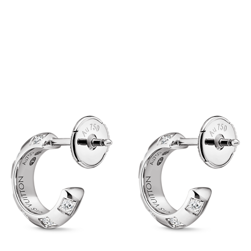 フープピアス ル ダミエ ドゥ ルイ・ヴィトン 3,5mm (ホワイトゴールド×ダイヤモンド) ジュエリー ジュエリー カテゴリー (製品ズーム)