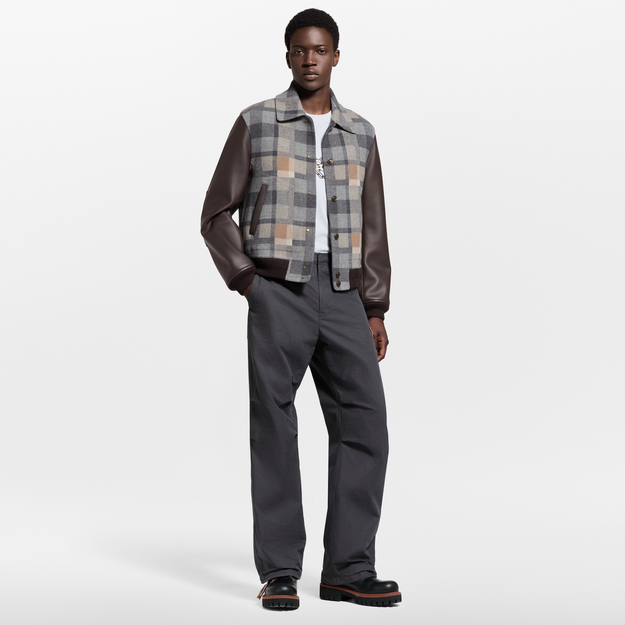 レザーミックス バーシティジャケット  メンズ ウェア(洋服) (製品ズーム)