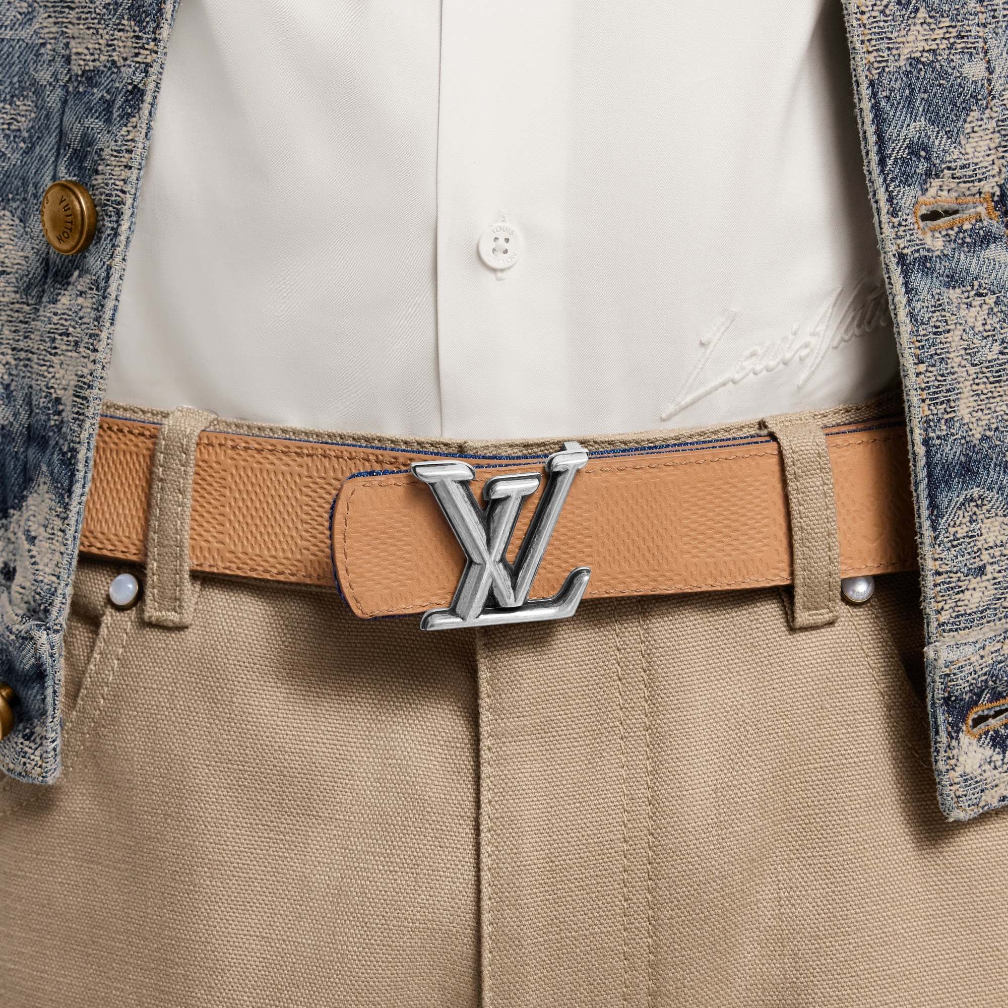 ベルト・LV ディメンション デニム 35MM リバーシブル ｜ルイ 