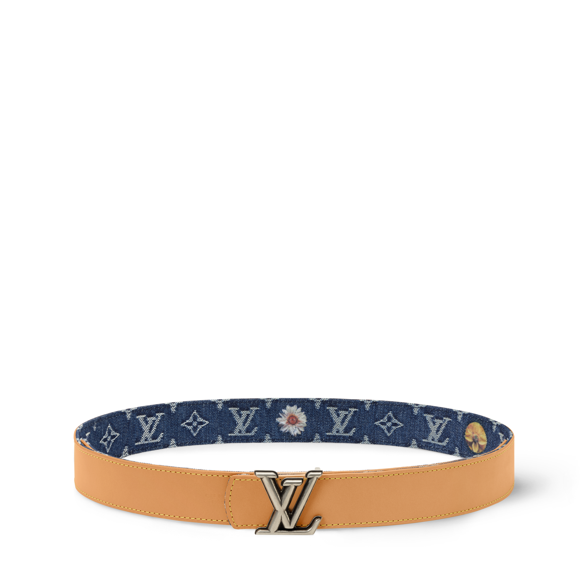 ベルト・LV ディメンション モノグラム・デニム フラワー 35MM 