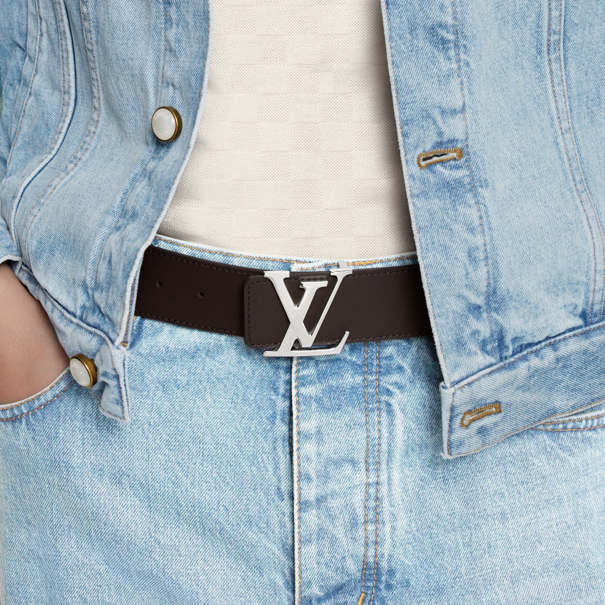 ベルト・LV イニシャル 40MM リバーシブル ダミエ・グラフィット｜ルイ 