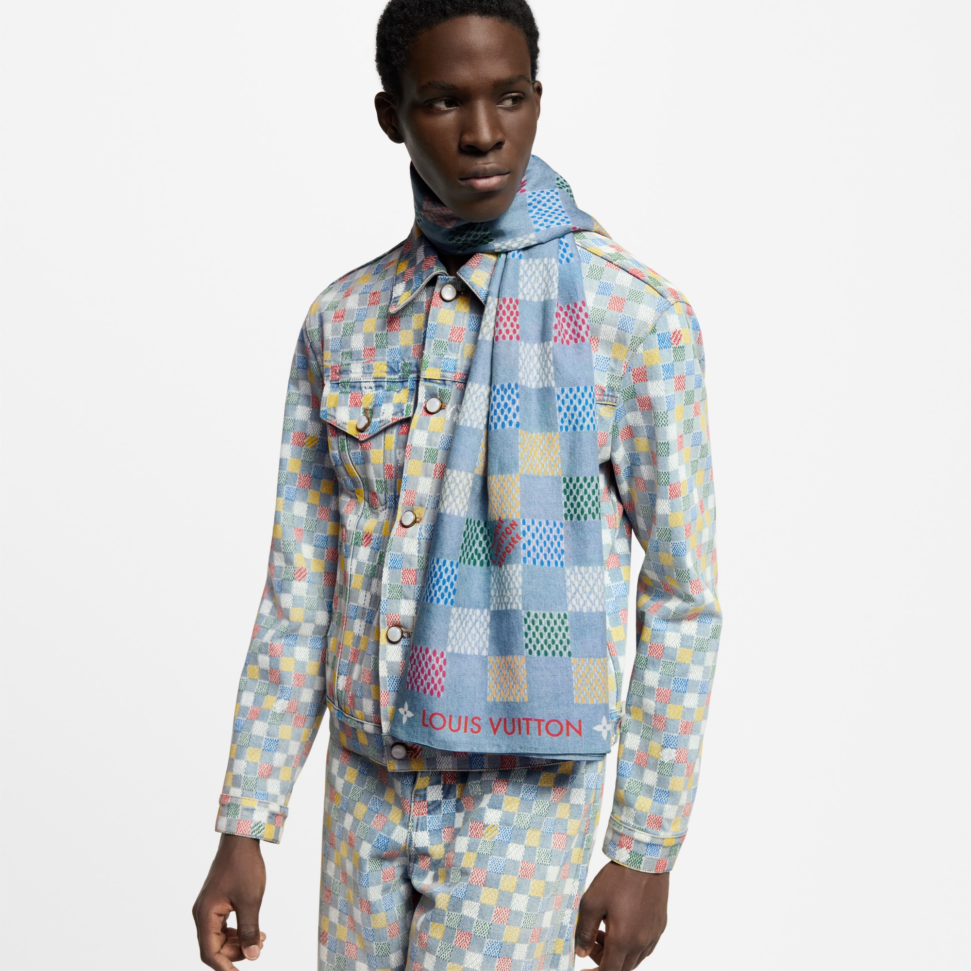 ストール･LV バーズ ダミエ デニム S00 メンズ アクセサリー (製品ズーム)