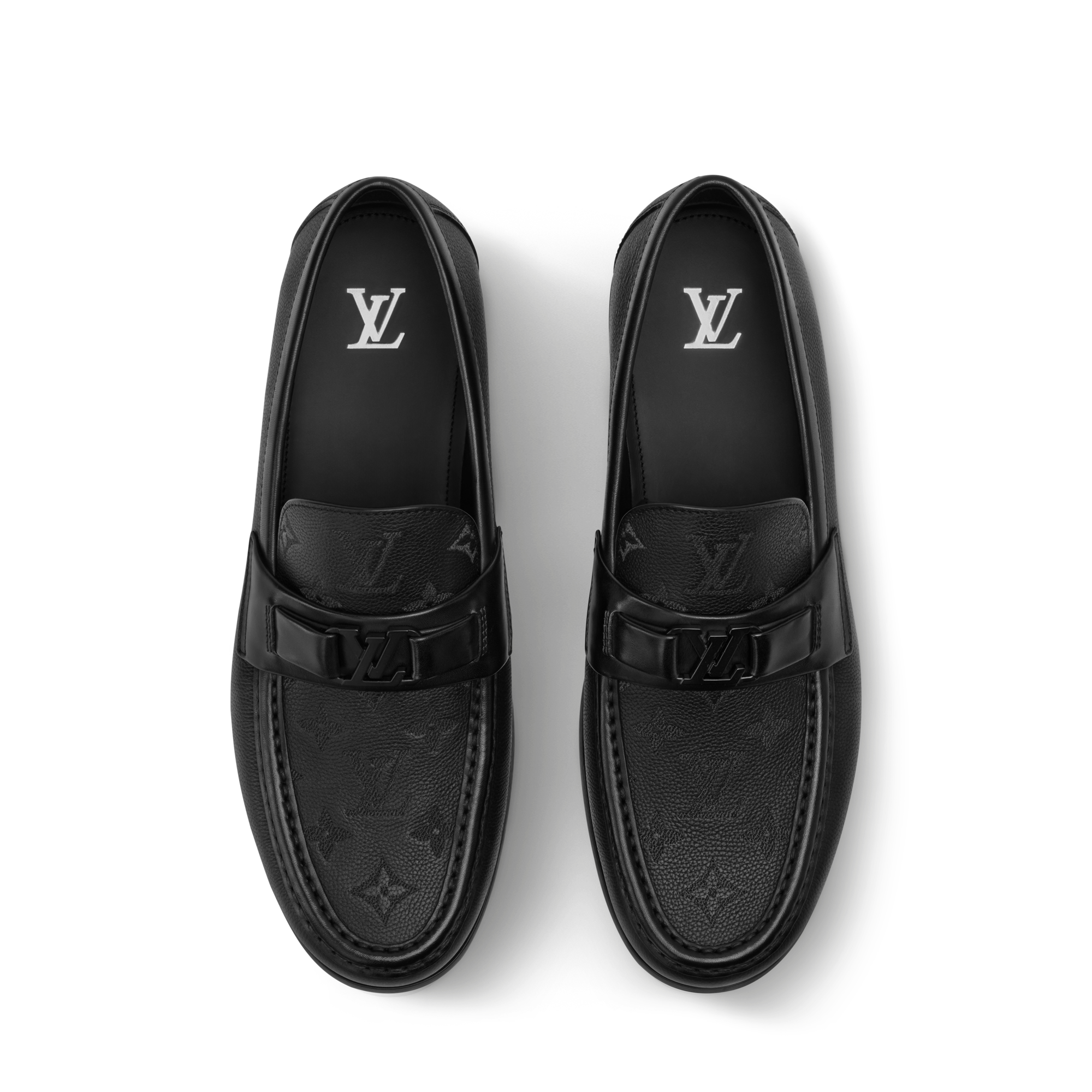 LOUIS VUITTON◇ドライビングシューズ/ローファー/37.5/BLK ルイ 