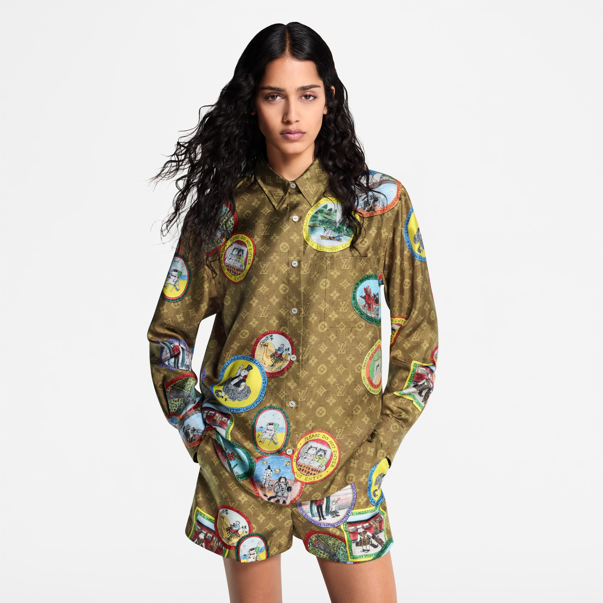 モノグラム キャットスタンプ シルクシャツ  ウィメンズ ウェア(洋服) (製品ズーム)