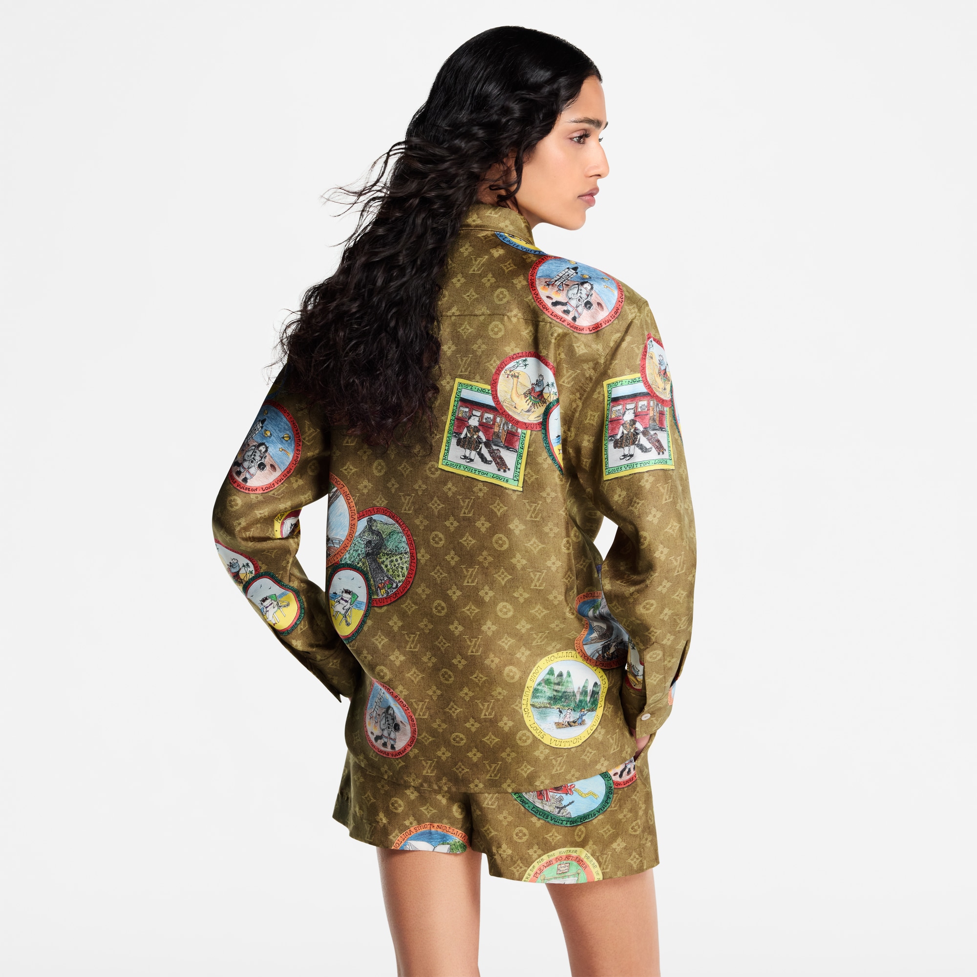 モノグラム キャットスタンプ シルクシャツ  ウィメンズ ウェア(洋服) (製品ズーム)