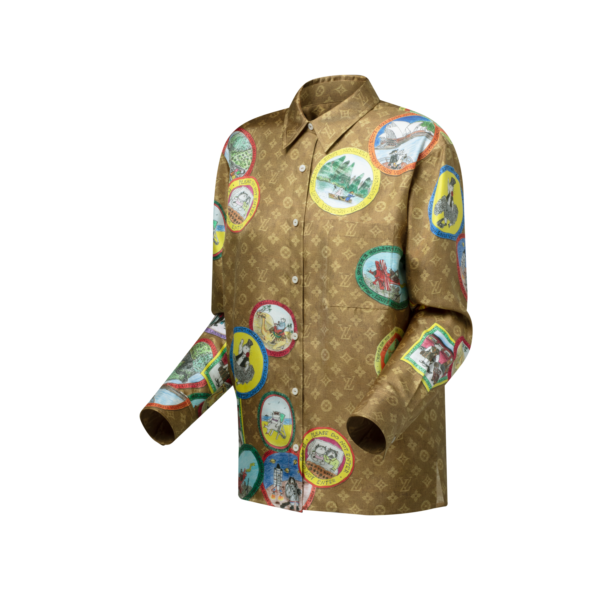 モノグラム キャットスタンプ シルクシャツ  ウィメンズ ウェア(洋服) (製品ズーム)