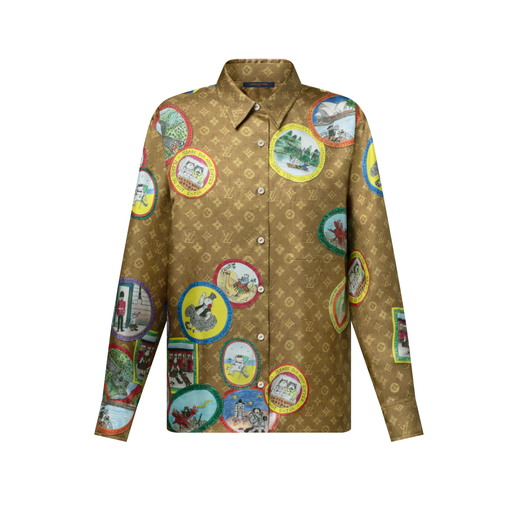 モノグラム キャットスタンプ シルクシャツ  ウィメンズ ウェア(洋服) (製品ズーム)