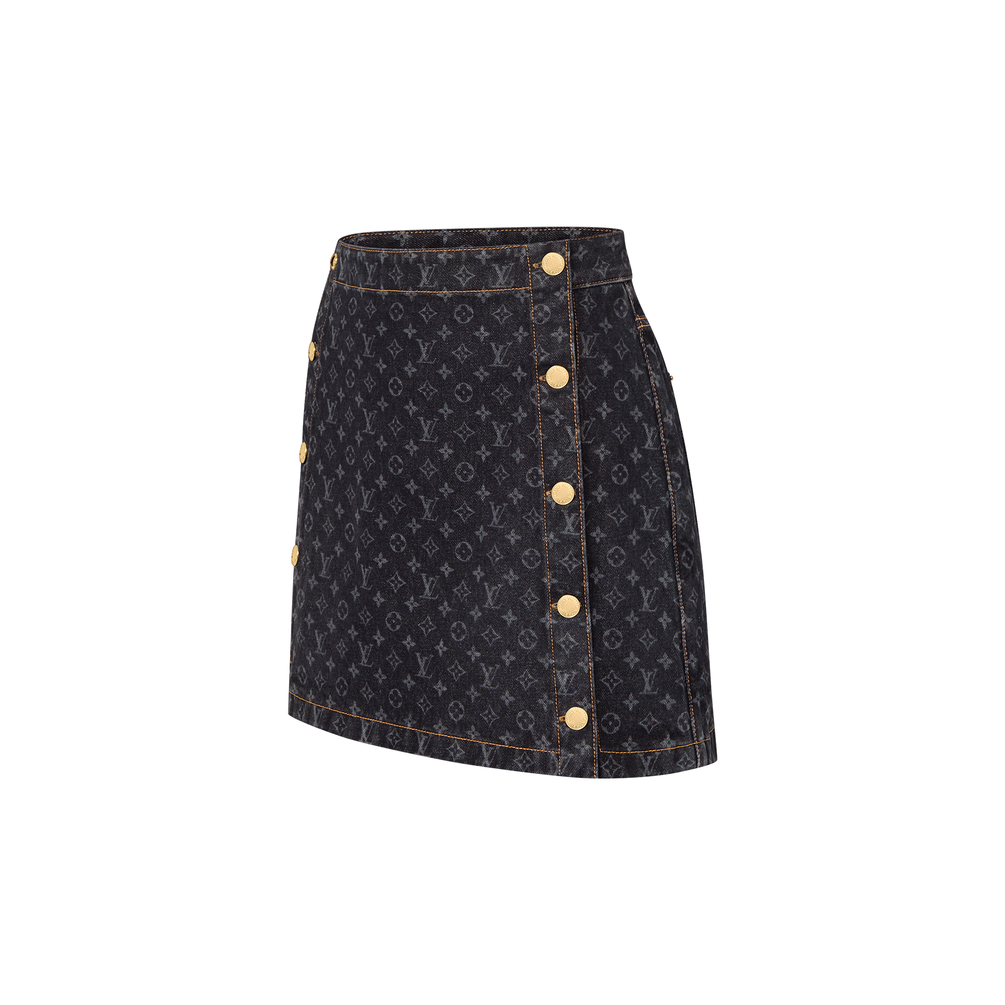 美品 ルイ・ヴィトン モノグラム レース切替 ミニ スカート レディース  