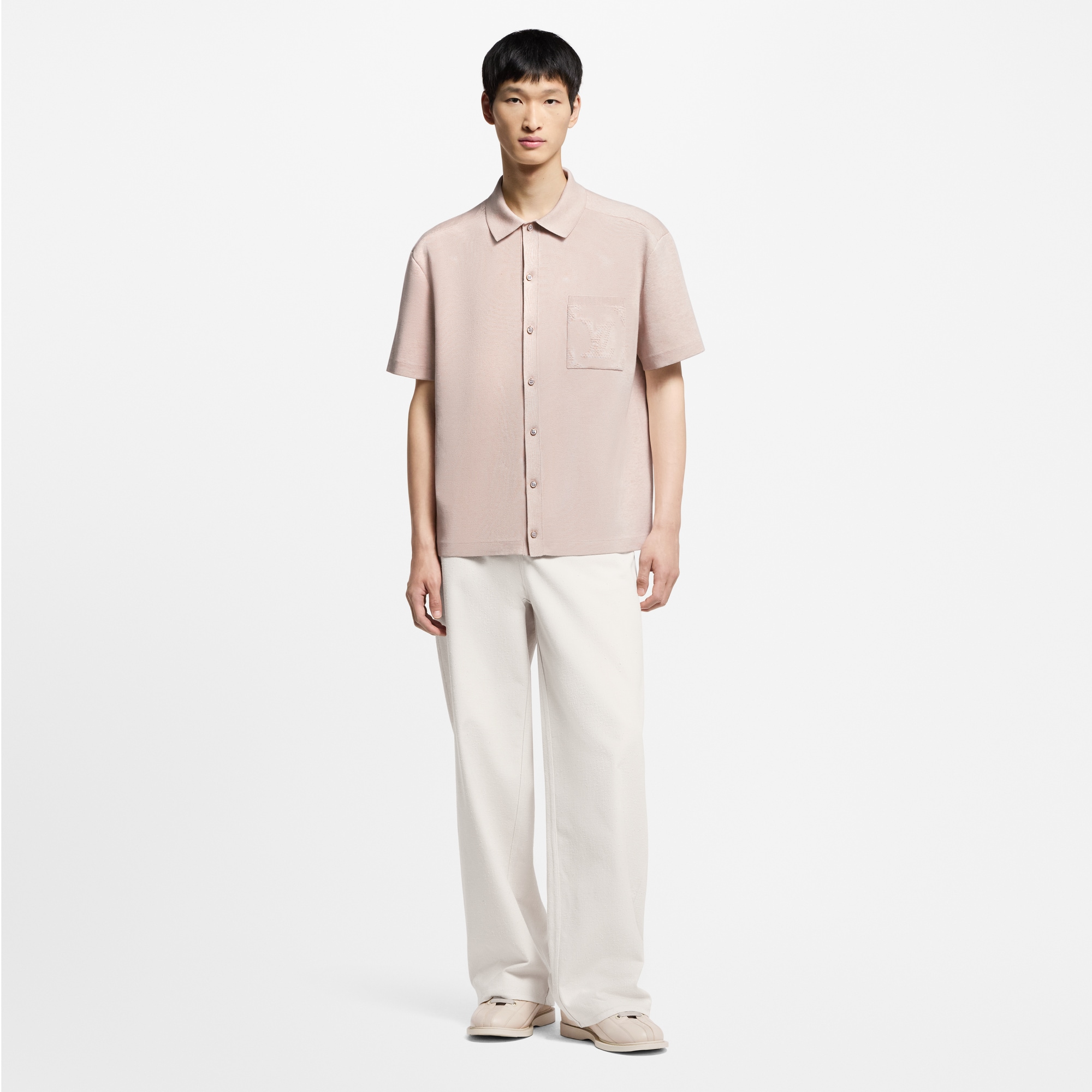 モノグラムエンボスド ショートスリーブニットシャツ  メンズ ウェア(洋服) (製品ズーム)