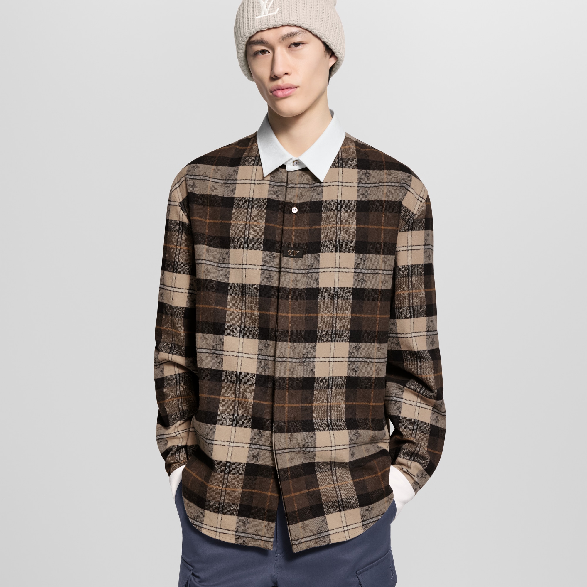 モノグラム フランネル ロングスリーブ ポロシャツ  メンズ ウェア(洋服) (製品ズーム)