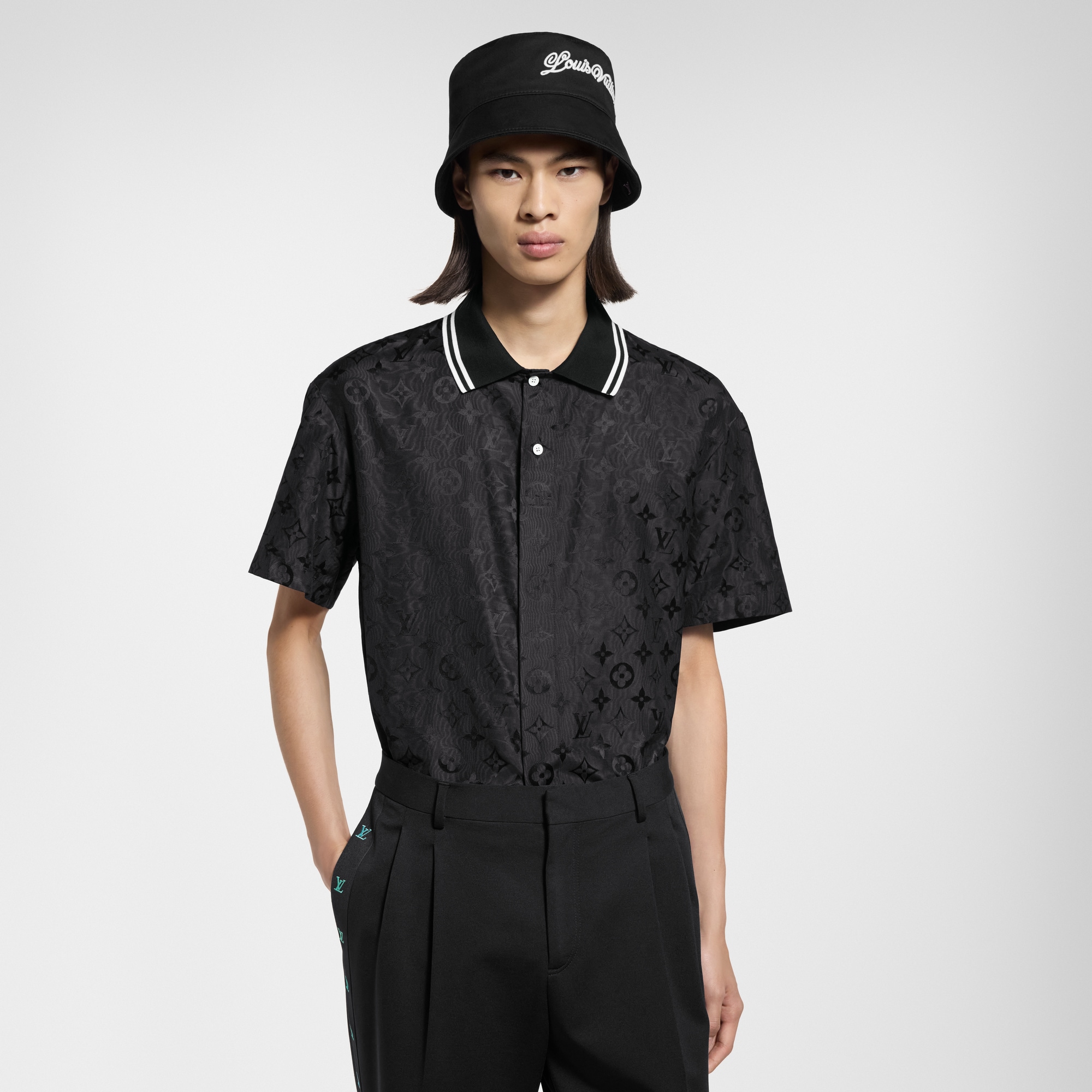 モノグラム モアレ ジャカード ショートスリーブシルクシャツ  メンズ プレタポルテ(洋服) (製品ズーム)