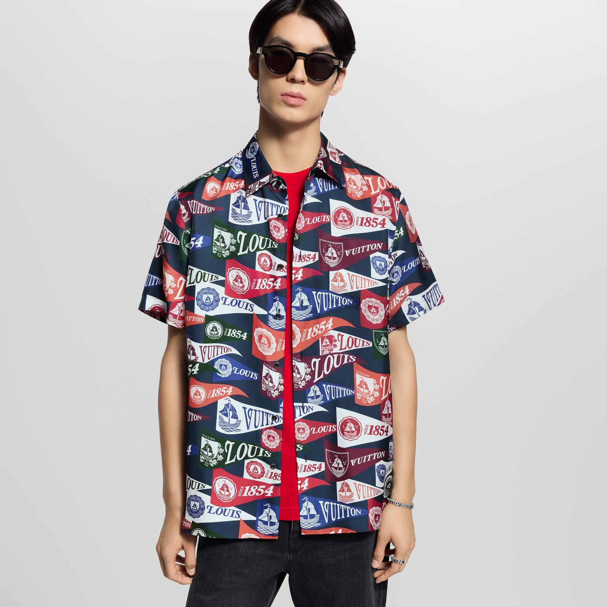 プリント ショートスリーブ シルクブレンドシャツ  メンズ ウェア(洋服) (製品ズーム)