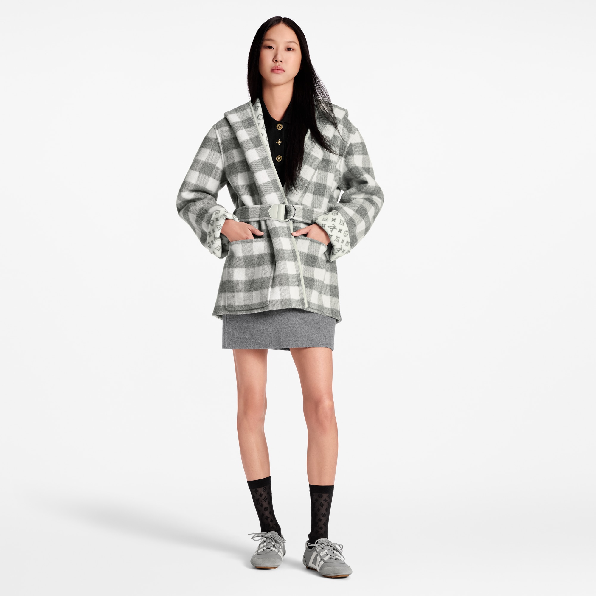 リバーシブル ショートフーデッド ラップコート  ウィメンズ ウェア(洋服) (製品ズーム)