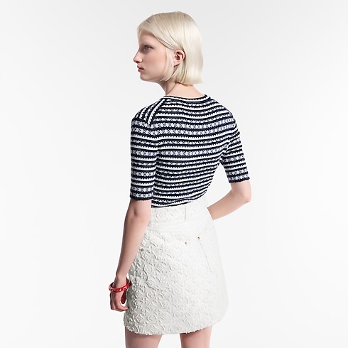 スカラップ ストライプ ニットトップ ウィメンズ ウェア(洋服) (製品ズーム)