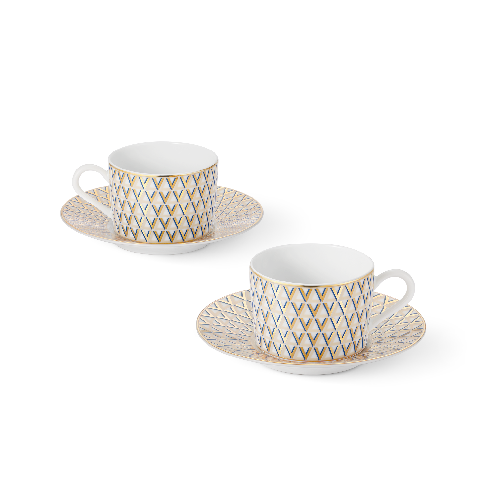 Splendor Set of 2 Teacups and Saucers  トランク、トラベル & ホーム ホーム & テーブルウェア (製品ズーム)