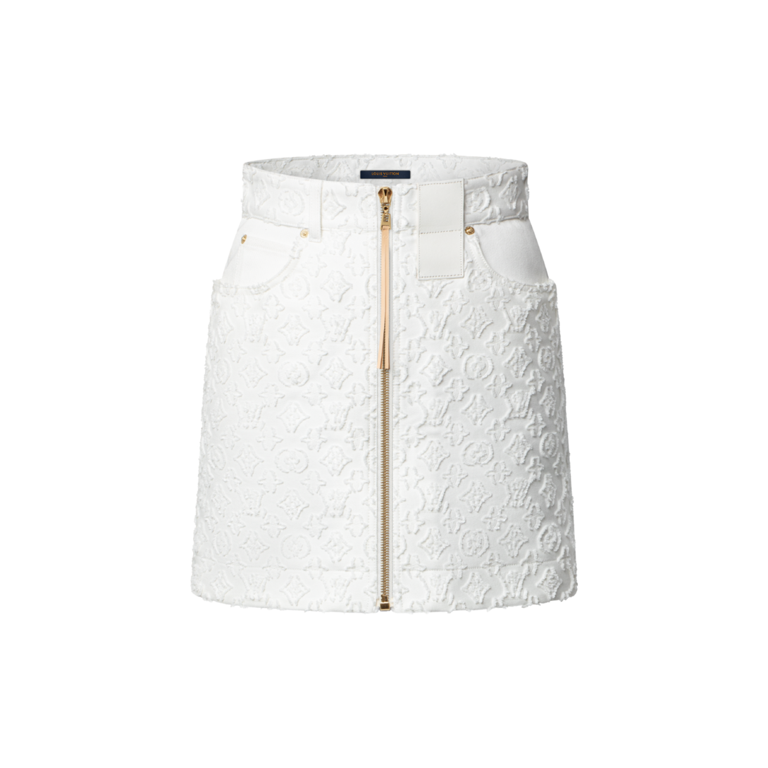 LOUIS VUITTON スカート ミニ デニム モノグラム ホワイト モノグラム  