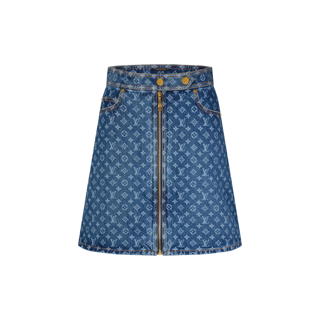 maki】LOUIS VUITTON デニムスカート モノグラム デニム Aライン 