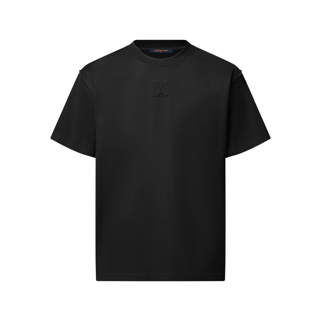 ルイヴィトン 総柄エンボス加工 Tシャツ 黒 トップス