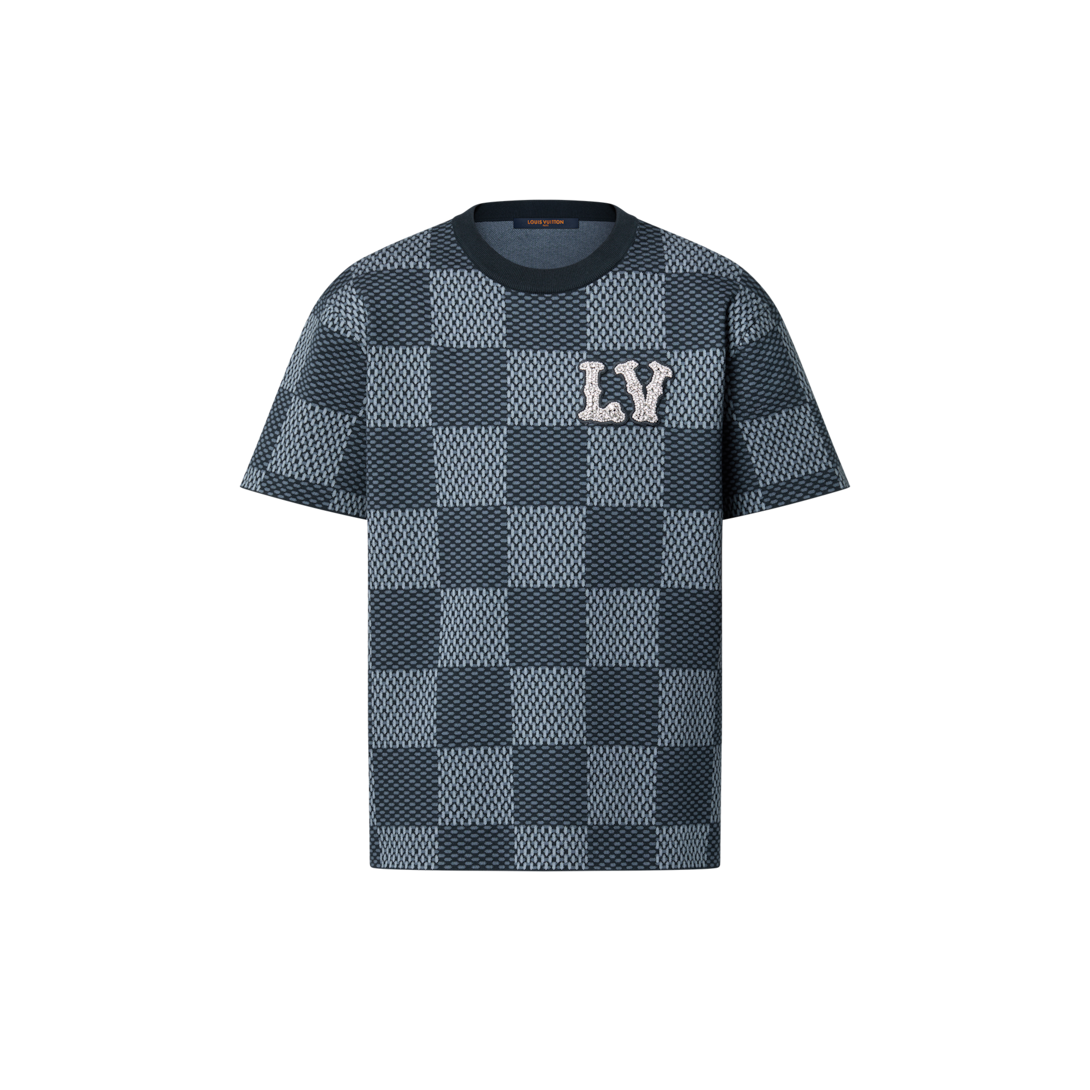 LOUISVUITTON ダミエショートスリーブコットンニットシャツ サイズS 