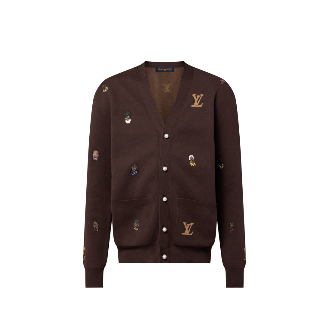 ルイヴィトン LOUIS VUITTON カーディガン ニット 長袖 ウール S 茶 ブラウン ☆COK1☆ /ka0228 レディース