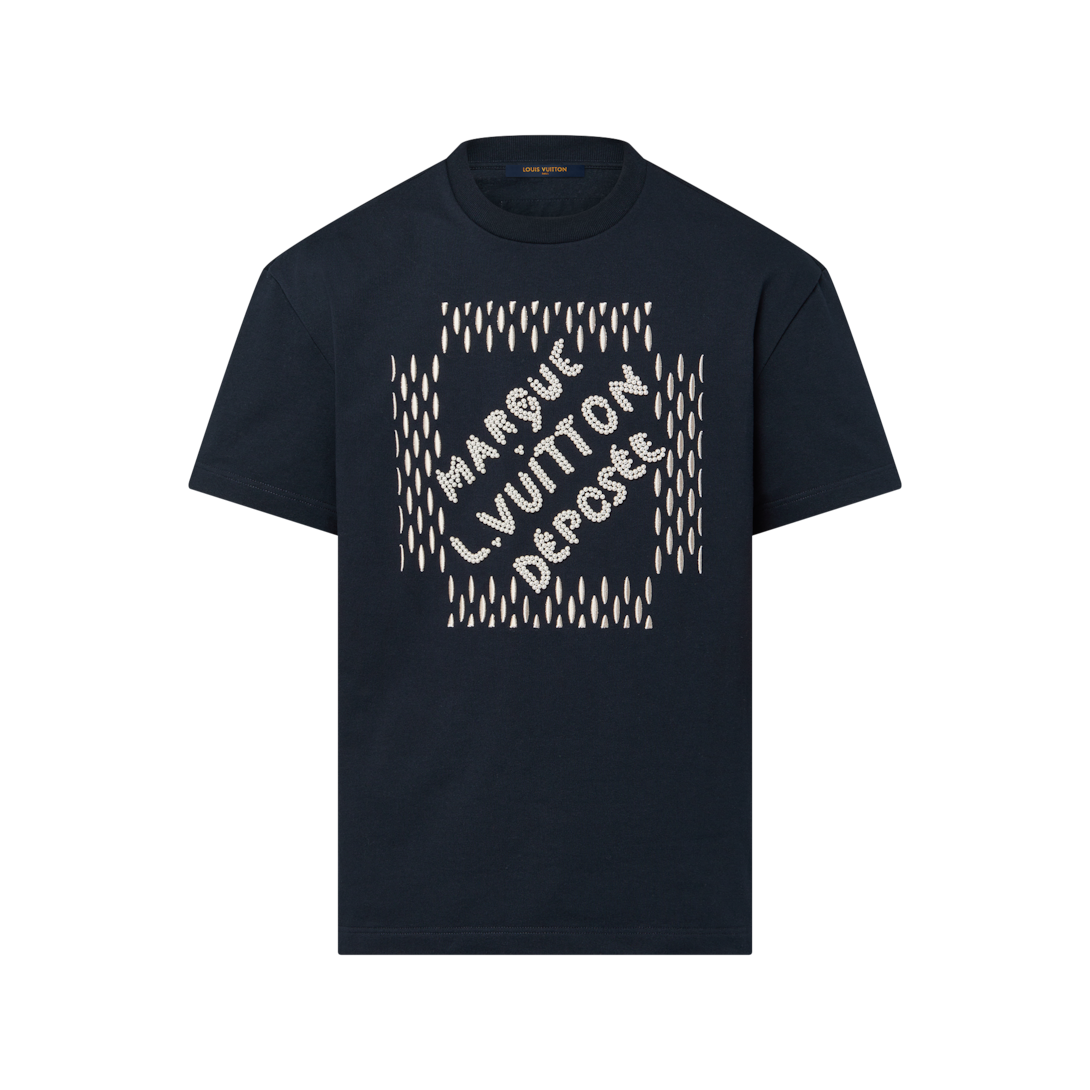 新品□ルイ ヴィトン□ ガストンV Tシャツ LVロゴ刺繍 刺し子 サイズM 