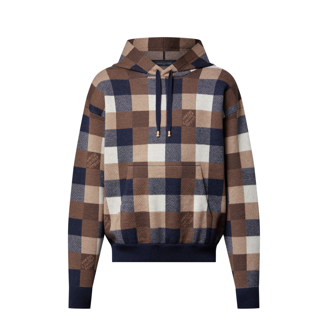 LOUIS VUITTON ルイヴィトン ダミエ柄 カシミヤブレンド フード付き 