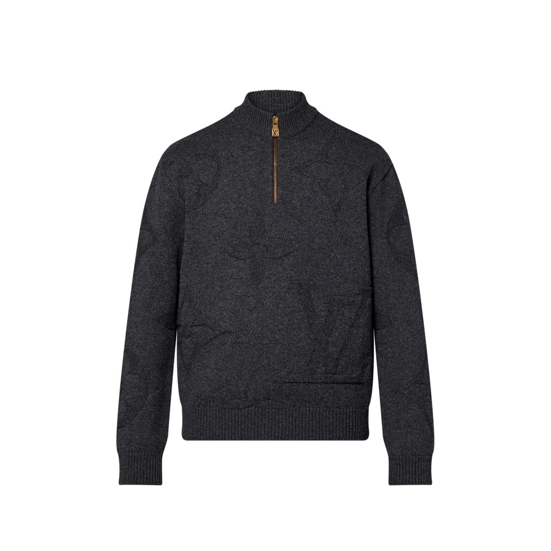 LOUIS VUITTON ルイヴィトン ハーフジップ ニット M 白 黒 LV 専用、他の方購入しないで下さい！ルイヴィトン ハーフモノグラム