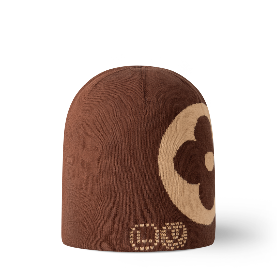 ルイヴィトン LOIS VUITTON ニット帽 ピンク×茶色 ビーニー・LV 