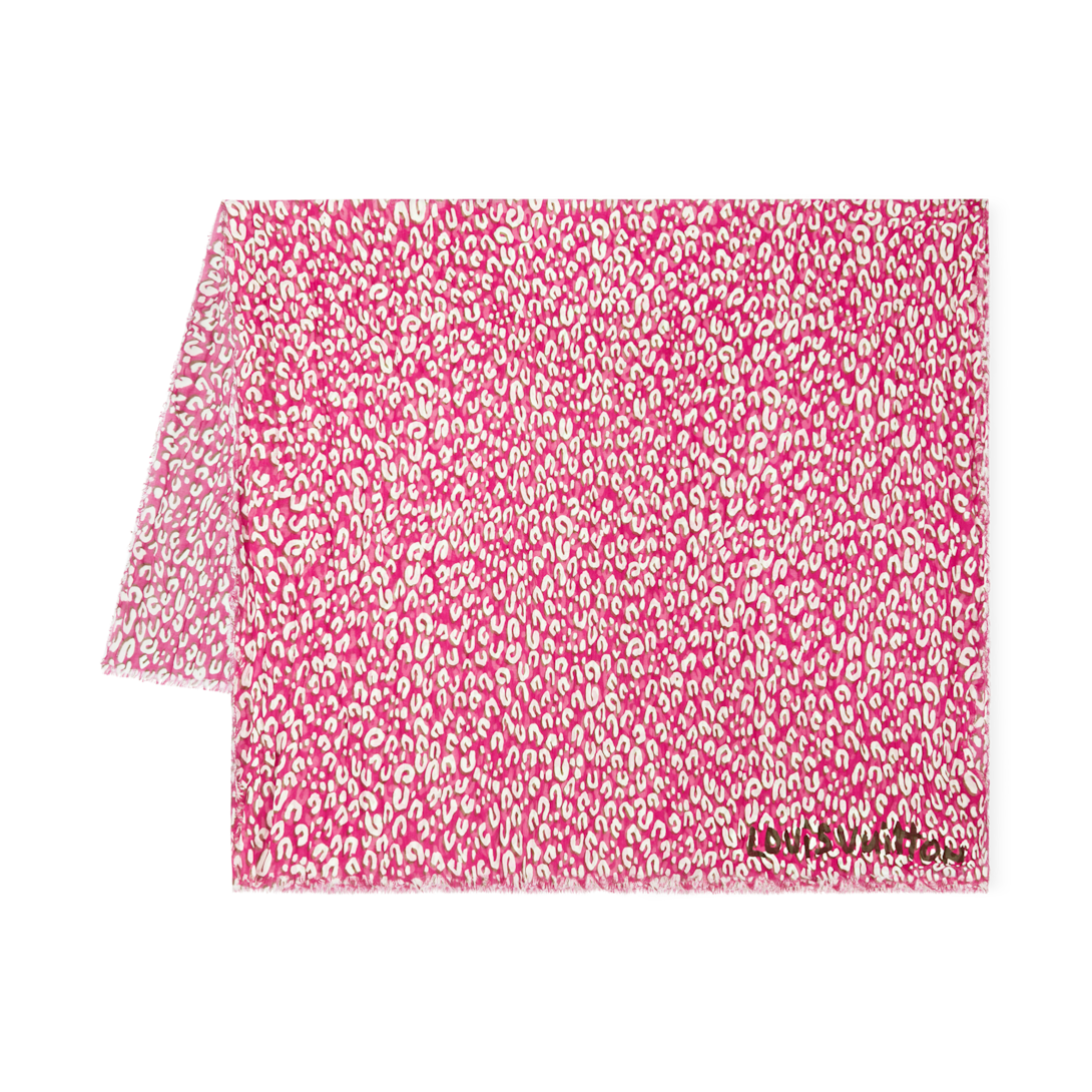ルイヴィトン レオパード ストール ブロンコライユ ピンク M72864 小物  